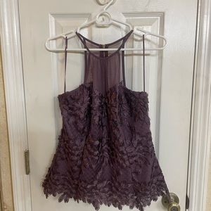 Lace and mesh halter top